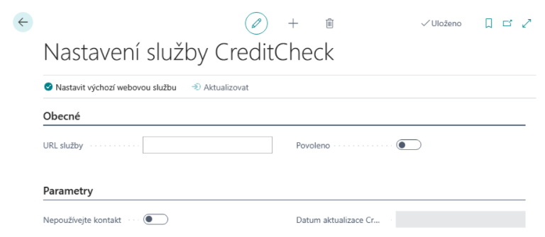 Nastavení služby CreditCheck