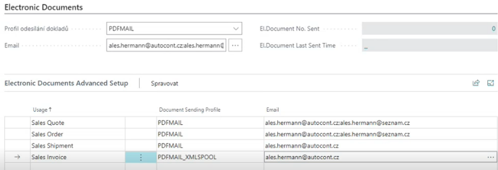 Odesílání elektronických dokladů