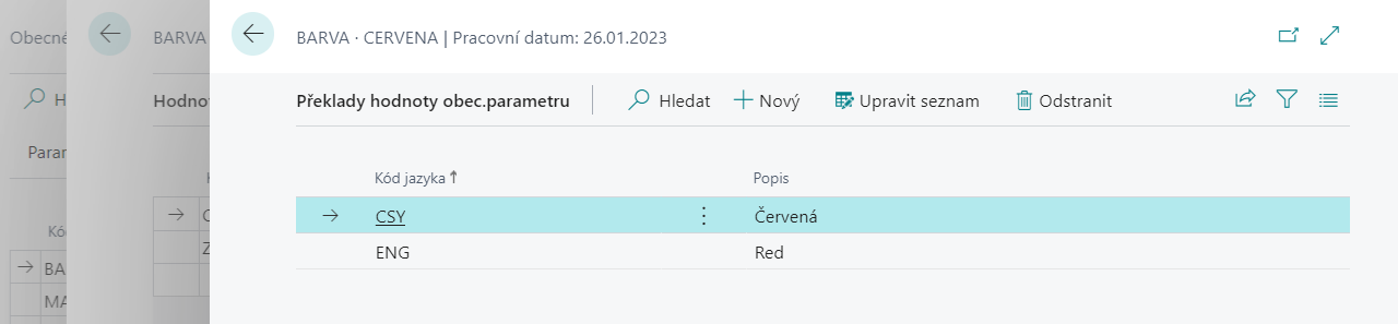 Překlady hodnot parametru