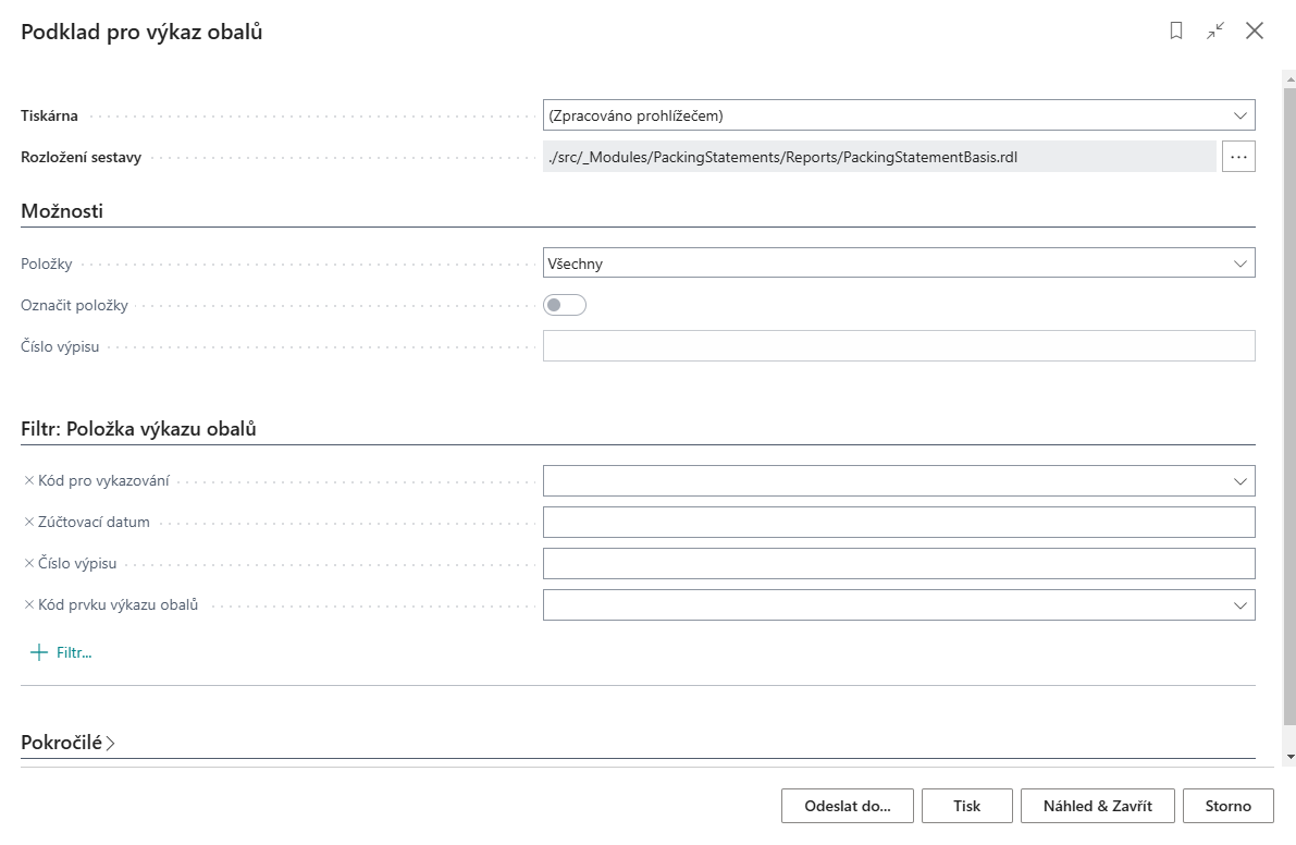 Podklad pro výkaz obalů