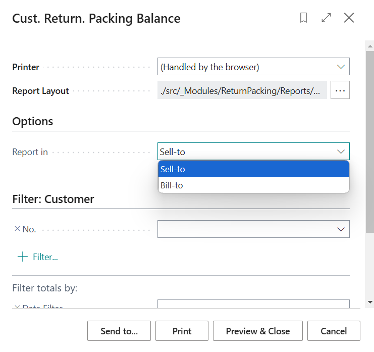 Cust. Return. Packing Balance