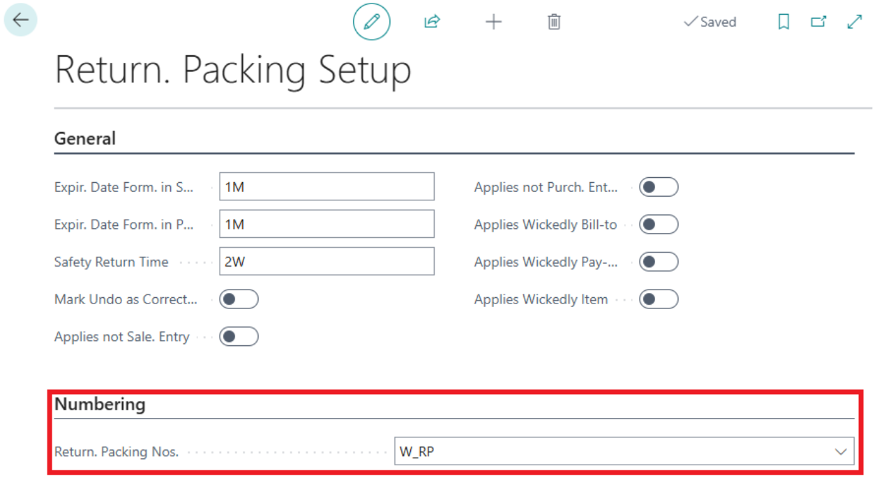 Setting Up Numbering for Returnable Packaging