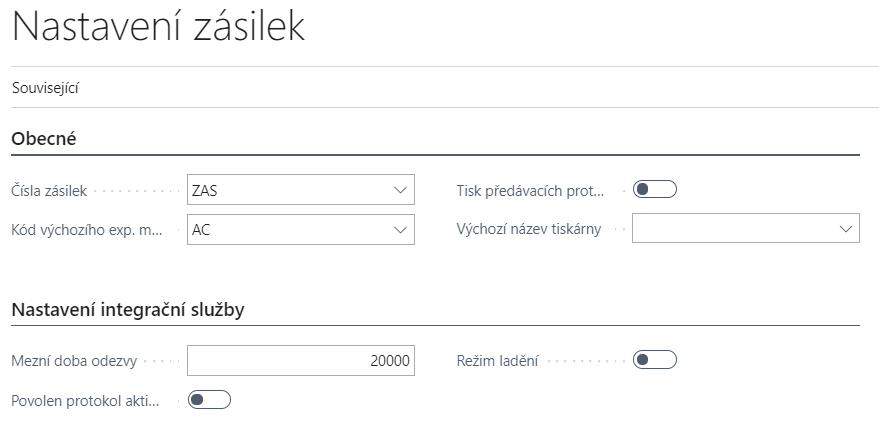 Parcels settings