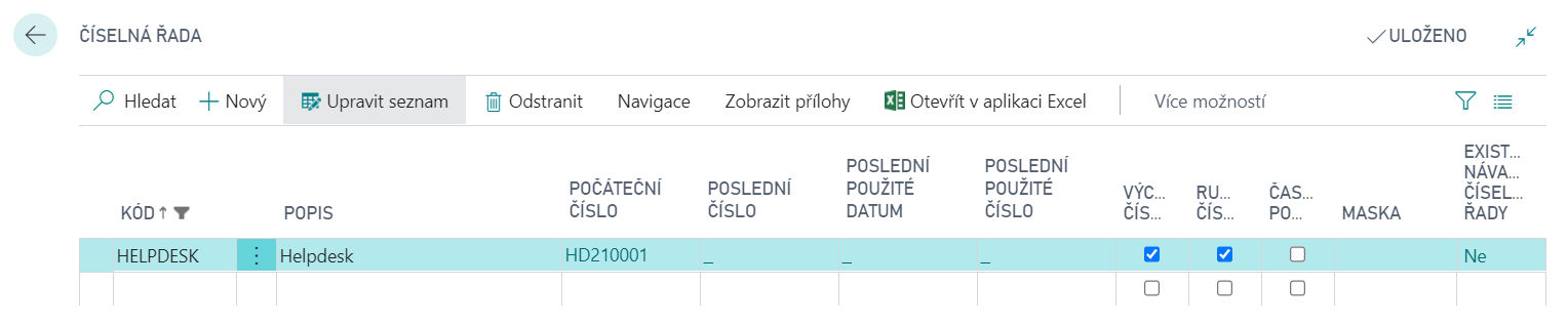 Helpdesk settings - number series