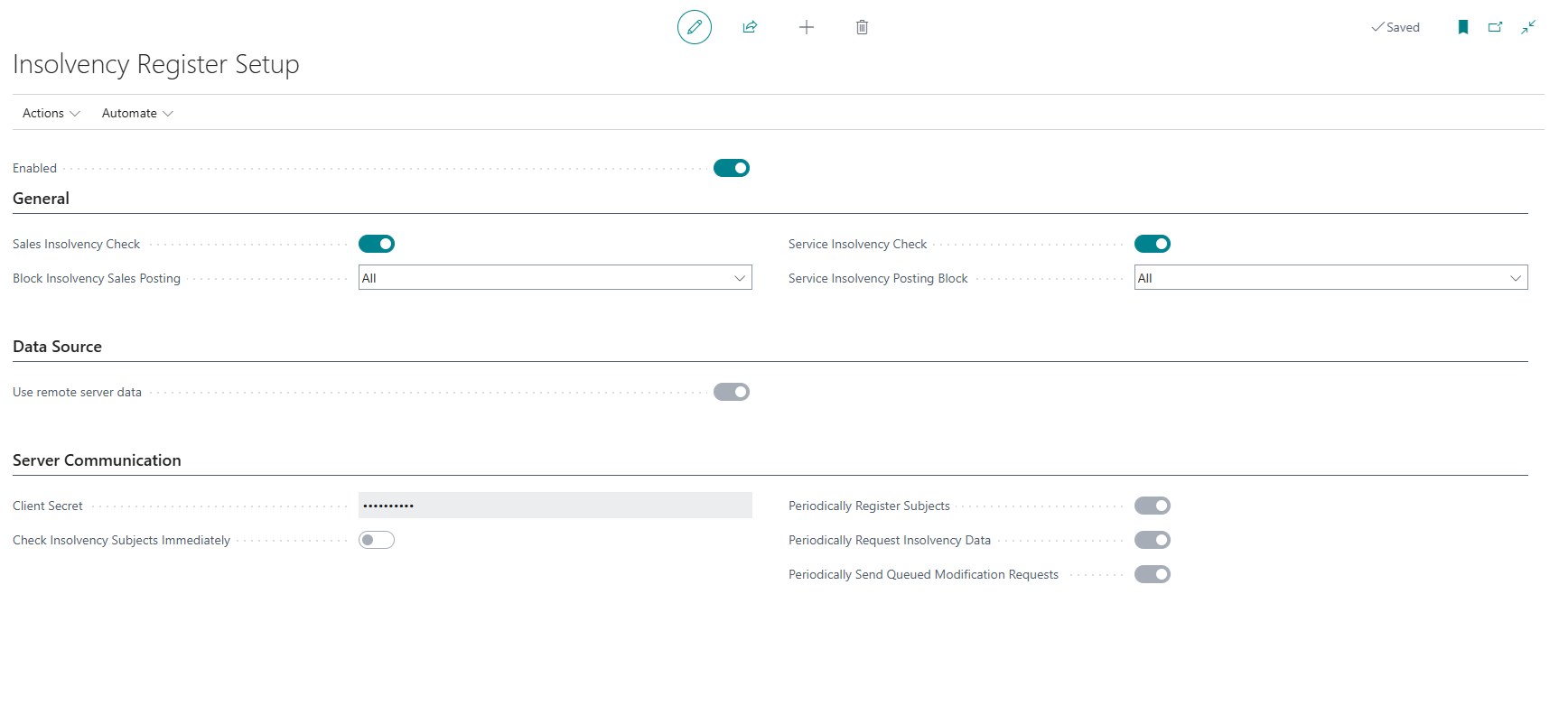 Insolvency Register Setup